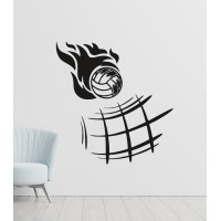 Volleyball with a Flaming Wall Sticker – Sports-Themed Net Effect Decoration Volleyball with a Flaming Wall Sticker – Sports-Themed Net Effect Decoration