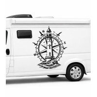 Maritime Aufkleber mit Leuchtturm- und Kompassmotiv – Dekoration für Wohnwagen, Boote und Fahrzeuge