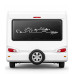 Strip-style arrow caravan sticker featuring a view of the moon, sun and mountains Strip-style arrow caravan sticker featuring a view of the moon, sun and mountains