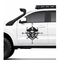 Pirate Head Compass Off-road, Caravan and Boat Sticker Pirate Head Compass Off-road, Caravan and Boat Sticker