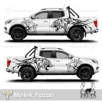 Tiger- und Kompass-Offroad-Aufkleber. Tiger-Aufkleber für die Seitenwand eines Pick-ups Tiger- und Kompass-Offroad-Aufkleber. Tiger-Aufkleber für die Seitenwand eines Pick-ups