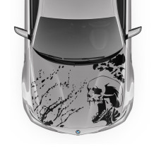 Skull and Tear-Effect Bonnet Sticker