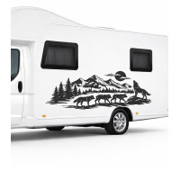 Autocollant de meute de loups et de paysage naturel pour caravane