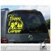 Tienda de campaña, montaña, bosque y pegatina para caravana Happy Camper