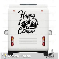 Tienda de campaña, montaña, bosque y pegatina para caravana Happy Camper