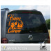 Tienda de campaña, montaña, bosque y pegatina para caravana Happy Camper