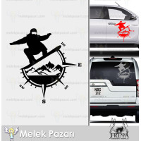 Snowboard Compass Outdoor Sticker. Ski Compass Sticker
