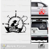 Gone Fishing: Fishing Compass Car Sticker Gone Fishing: Fishing Compass Car Sticker