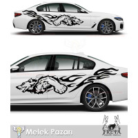 Flaming Wolf Side Door Car Sticker. Flaming Wolf Rear Mudguard and Door Sticker Flaming Wolf Side Door Car Sticker. Flaming Wolf Rear Mudguard and Door Sticker