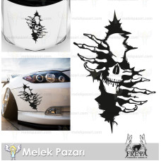 Skull and Crossbones Car Bonnet Sticker. Skeleton Car Sticker