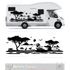 Aslan Caravan Sticker. African Nature Scenery Camping Caravan Sticker