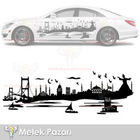 Istanbul Cityscape Whirling Dervish Car Sticker, Campervan Sticker