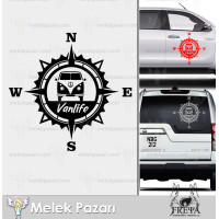 Autocollant de camping-car Boussole Vanlife. Autocollant de camping-car Boussole
