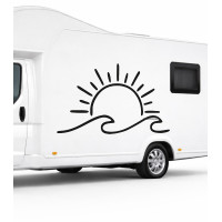 Sun and Sea Wave Caravan Sticker 1701