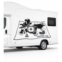 World Map Compass Caravan Sticker with Text Option 1704 World Map Compass Caravan Sticker with Text Option 1704