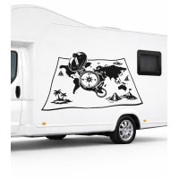 Weltkarten-Kompass-Wohnwagenaufkleber 1705 Weltkarten-Kompass-Wohnwagenaufkleber 1705