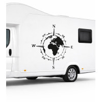 Autocollant boussole mondiale tout-terrain, camping et caravane Autocollant boussole mondiale tout-terrain, camping et caravane