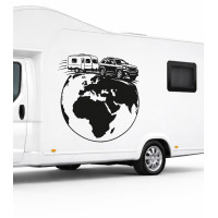 Autocollant World Camp pour caravane tractable Autocollant World Camp pour caravane tractable