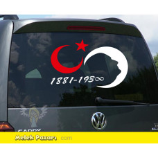 Crescent and Star Atatürk Car Sticker