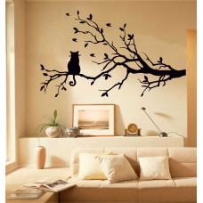 Cat on a Tree Branch Wall Sticker