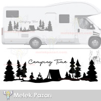 Camping Time, Camping Time Forest View Caravan Sticker, Camping Sticker