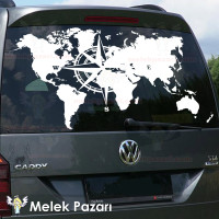 Pegatina de caravana todoterreno con brújula mundial