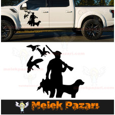 Autocollant de voiture Le chasseur de canards et son chien Autocollant de voiture Le chasseur de canards et son chien