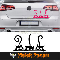 Cats Peeking Out of a Car Car Sticker