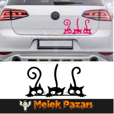 Cats Peeking Out of a Car Car Sticker Cats Peeking Out of a Car Car Sticker