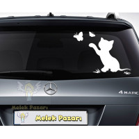 Cat and Butterflies Car Sticker Cat and Butterflies Car Sticker