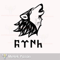 Autocollant de voiture turc et loup en göktürkçe, autocollant de véhicule Autocollant de voiture turc et loup en göktürkçe, autocollant de véhicule