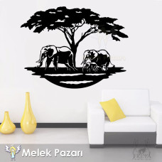 African Nature Scene and Elephant Herd Wall Sticker, Wall Decoration African Nature Scene and Elephant Herd Wall Sticker, Wall Decoration