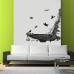 Adhesivo de pared de cascada y pájaros Adhesivo de pared de cascada y pájaros