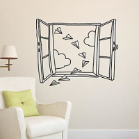 Windows and Paper Aeroplanes Wall Sticker