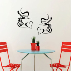 Heart and Coffee Cup Kitchen and Café Wall Sticker