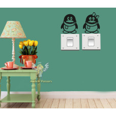 Mr and Mrs Penguin Plug Socket Sticker