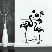 Autocollant mural Flamants roses et coucher de soleil