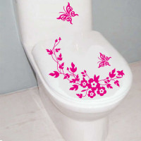 Toiletten- und Badezimmeraufkleber mit Schmetterlingen und Blumen Toiletten- und Badezimmeraufkleber mit Schmetterlingen und Blumen